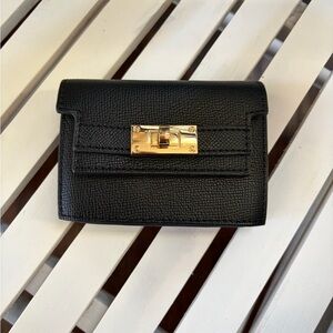 Chic Black Wallet with Gold Accent